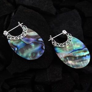 Abalone Shell Hoop Earrings in Sterling Silver